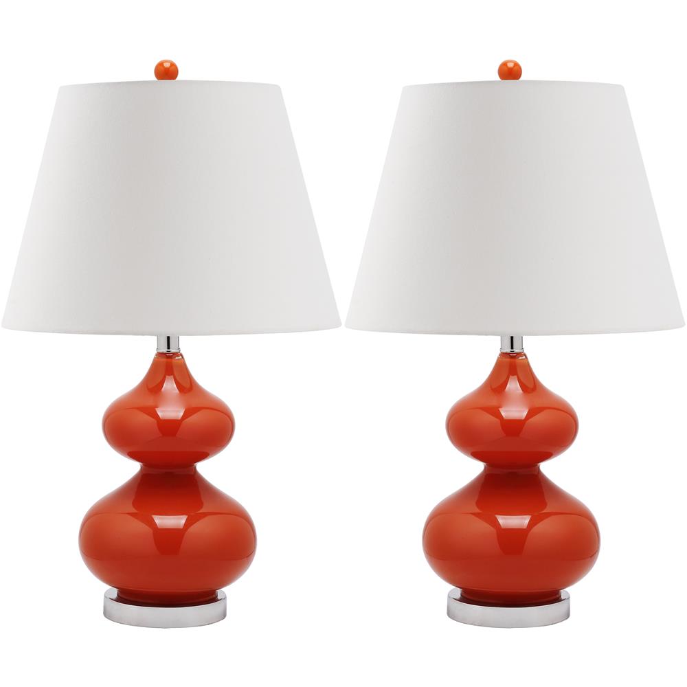 Safavieh LIT4086D EVA DOUBLE GOURD GLASS (SET OF 2) SILVER BASE AND NECK TABLE LAMP